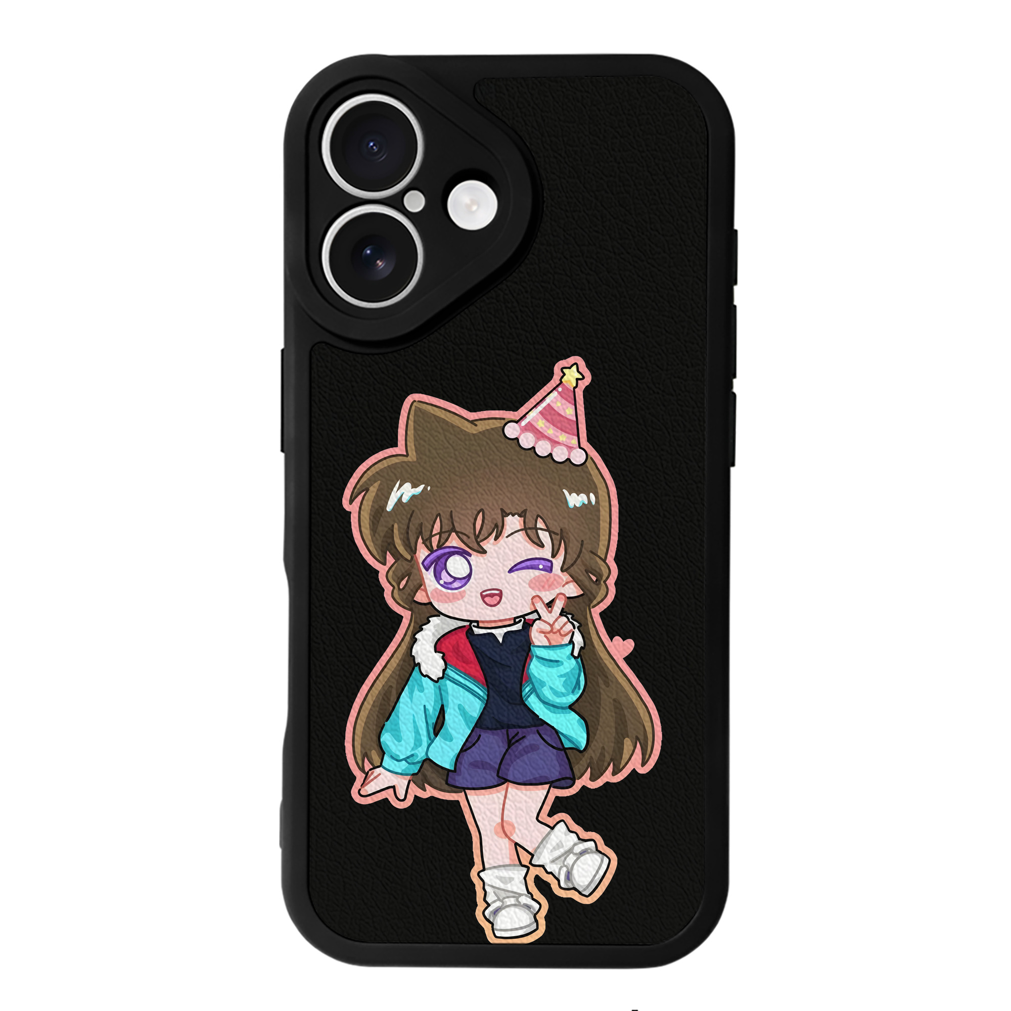 （画像用） 名探偵コナン 毛利 蘭 もうり らん、モーリ ラン Detective Conan Rachel Moore 【iPhone 16シリーズ対応】シリコンスマホケース（レザー調） 材質：シリコン